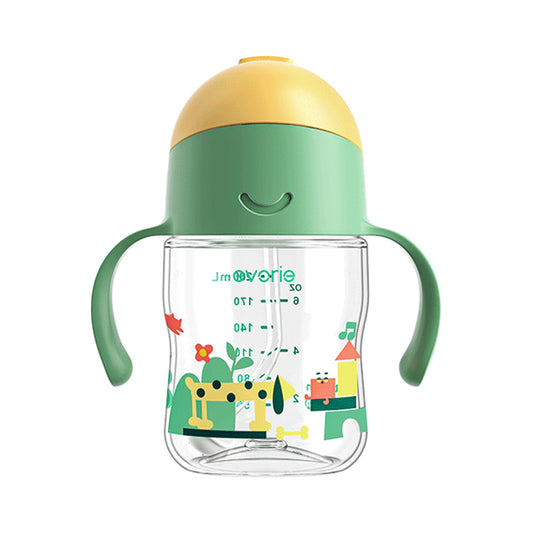 Evorie Tritan Baby 360 Straw Water Bottle Sippy Cup 200mL, Green Explorer