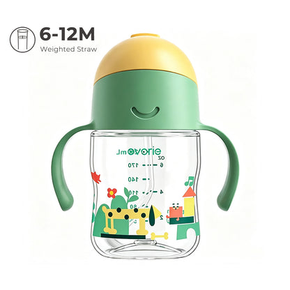 Evorie Tritan Baby 360 Straw Water Bottle Sippy Cup 200mL, Green Explorer