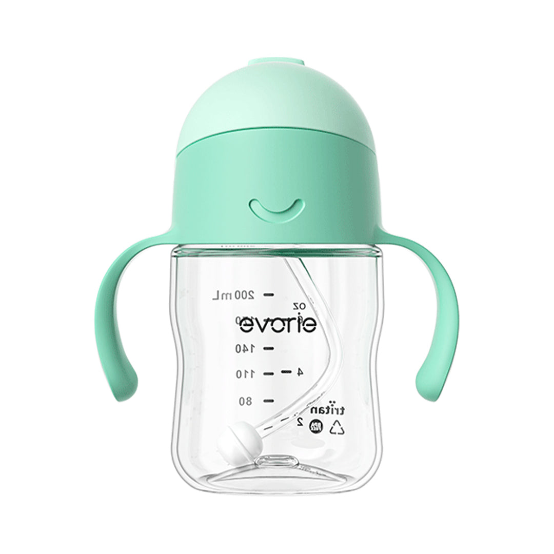 Evorie Tritan Baby 360 Straw Water Bottle Sippy Cup 200mL, Mint