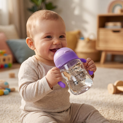 Evorie Tritan ขวดน้ำเด็กพร้อมหลอดดูด 360 องศา รุ่น Sippy Cup ขนาด 200 มล. สีม่วง