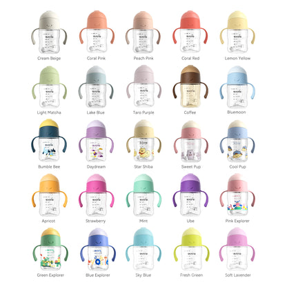 Evorie Bình tập uống ống hút 360 Tritan cho bé Evorie 200mL + TẶNG KÈM dây đeo vai gắn bình

