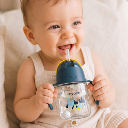 Evorie Tritan ขวดน้ำเด็กพร้อมหลอดดูด 360 องศา รุ่น Sippy Cup ขนาด 200 มล. สีบับเบิ้ลบี