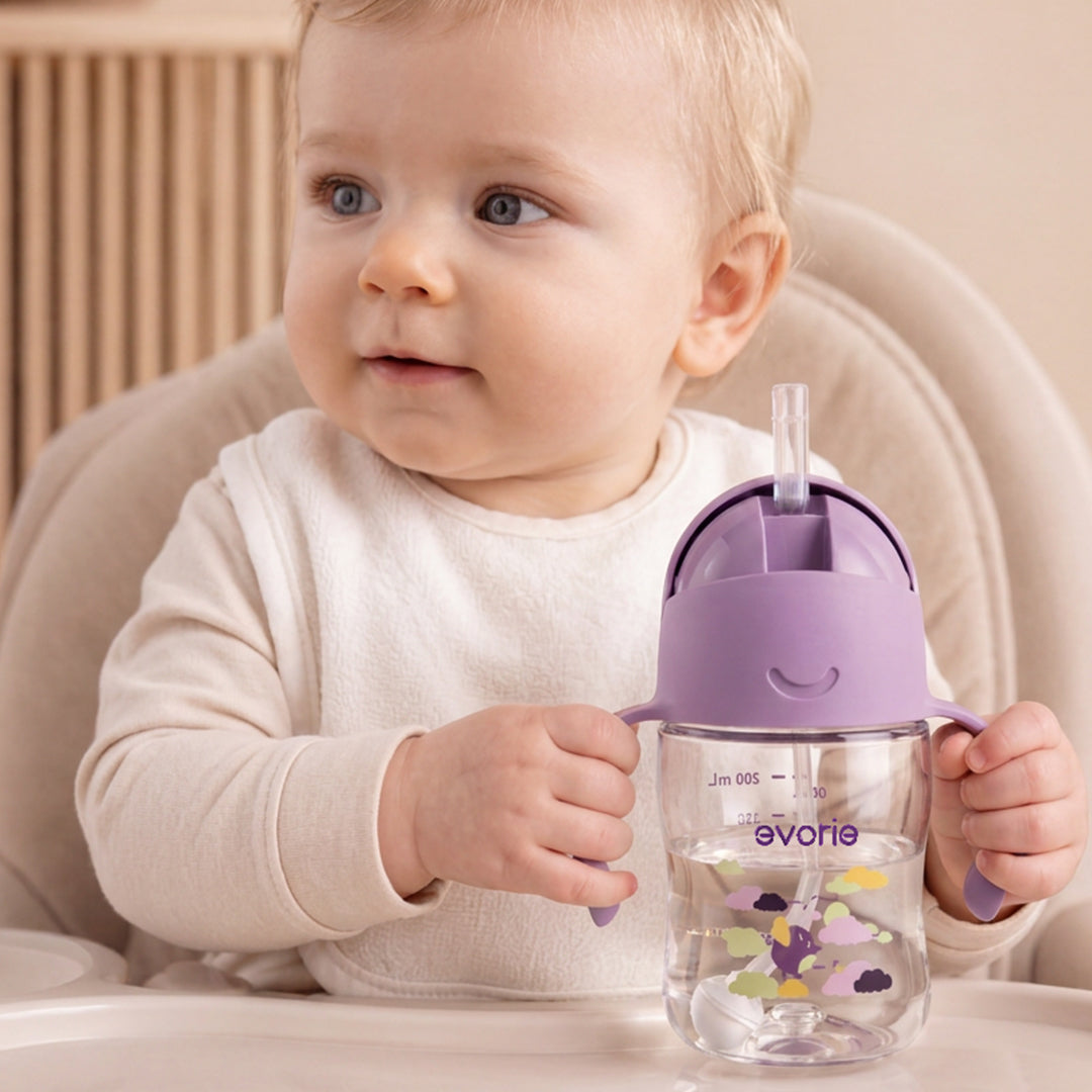 Evorie Tritan Baby 360 Straw Water Bottle Sippy Cup 200mL, Daydream