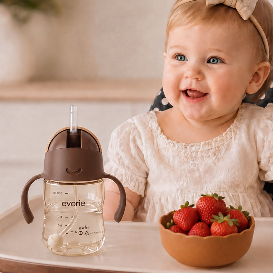 Botol Minum Sedotan Evorie Tritan Bayi 360 Gelas 200mL, Kopi