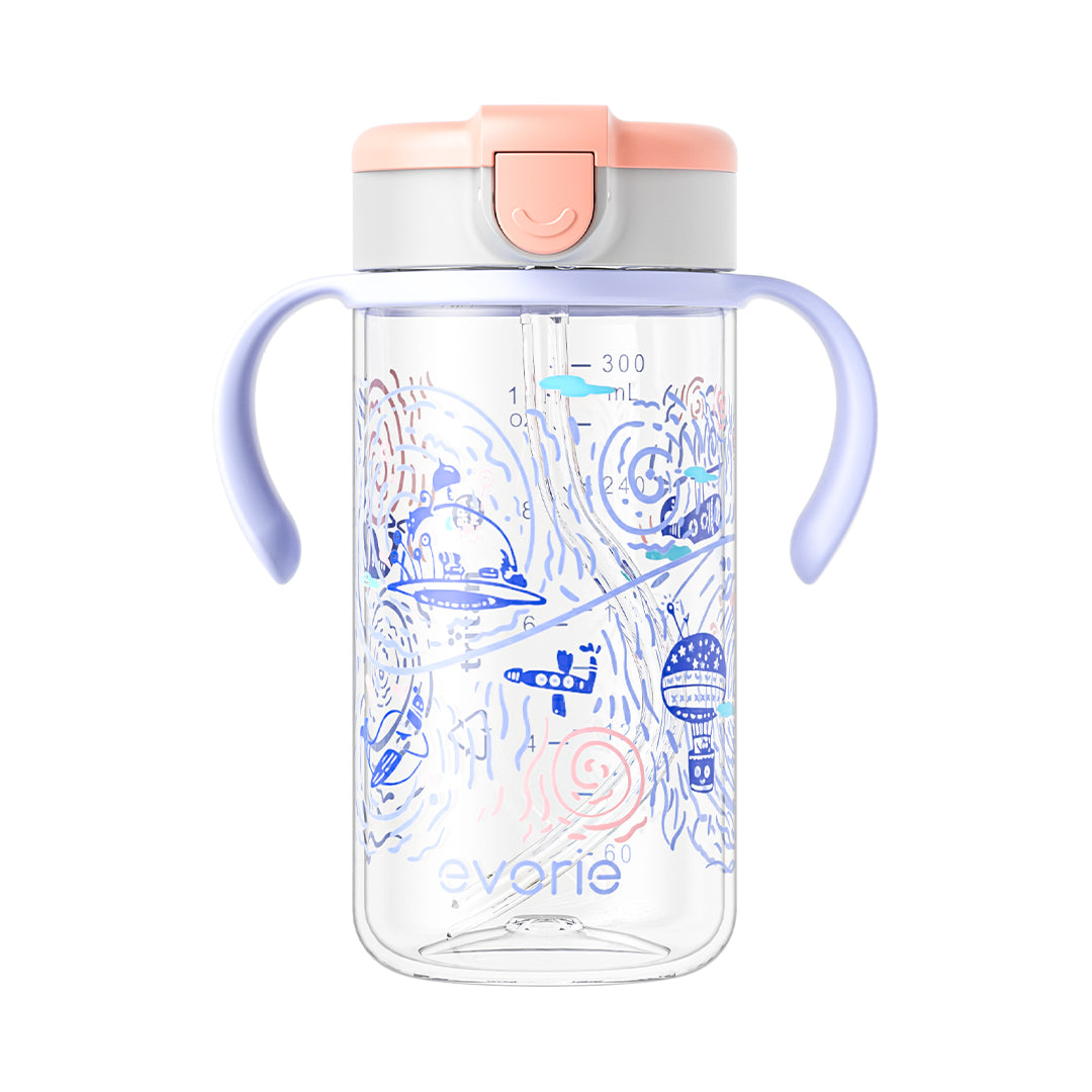 Evorie Tritan Kids Straw Water Bottle Mug 300mL, Space Explorer