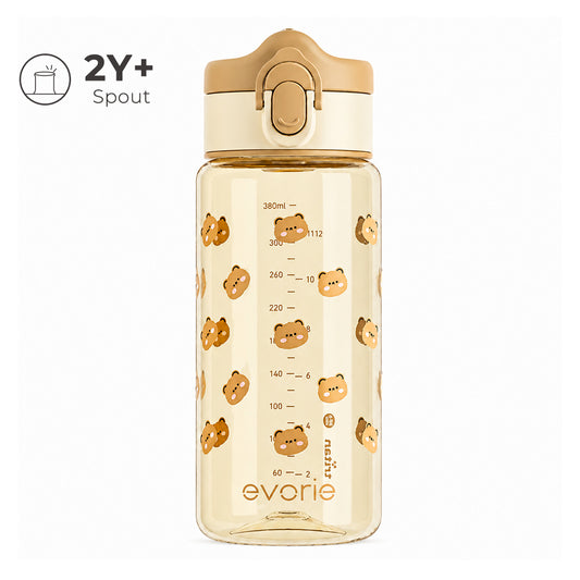 Botol Air Minum Anak Evorie Tritan dengan Corong 380mL, Honey Bear