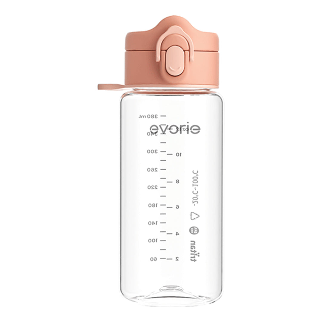 Evorie Tritan Kids Drinking Spout Water Bottle 380mL, Coral Pink