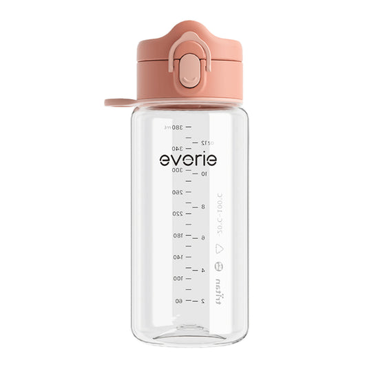 Evorie Tritan Kids Drinking Spout Water Bottle 380mL, Coral Pink