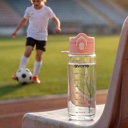 Evorie Tritan Kids Drinking Spout Water Bottle 380mL, Coral Pink