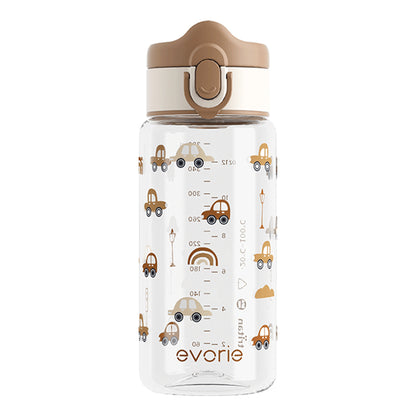 Evorie Tritan Kids Drinking Spout Water Bottle 380mL, Choco Car