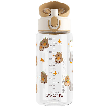 Evorie Tritan Kids Drinking Spout Water Bottle 380mL, Chill Capy