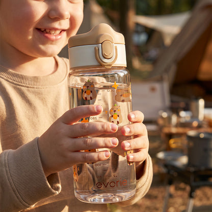 Evorie Tritan Botol Minum Anak dengan Sedotan 380mL, Chill Capy