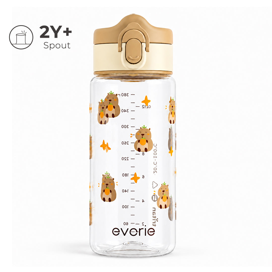 Evorie Tritan Botol Minum Anak dengan Sedotan 380mL, Chill Capy