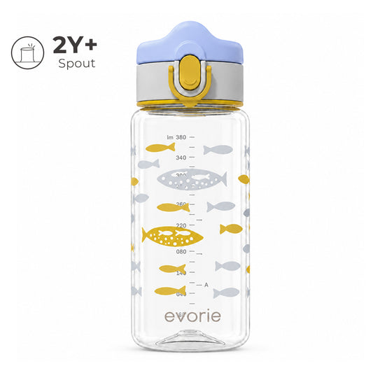Botol Minum Anak Evorie Tritan dengan Corong 380mL, Ikan Berlimpah
