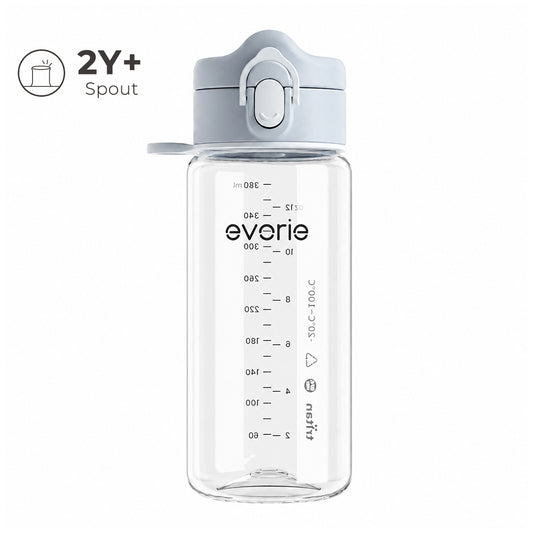 Evorie Tritan Kids Botol Minum Sedotan 380mL, Ice Blue