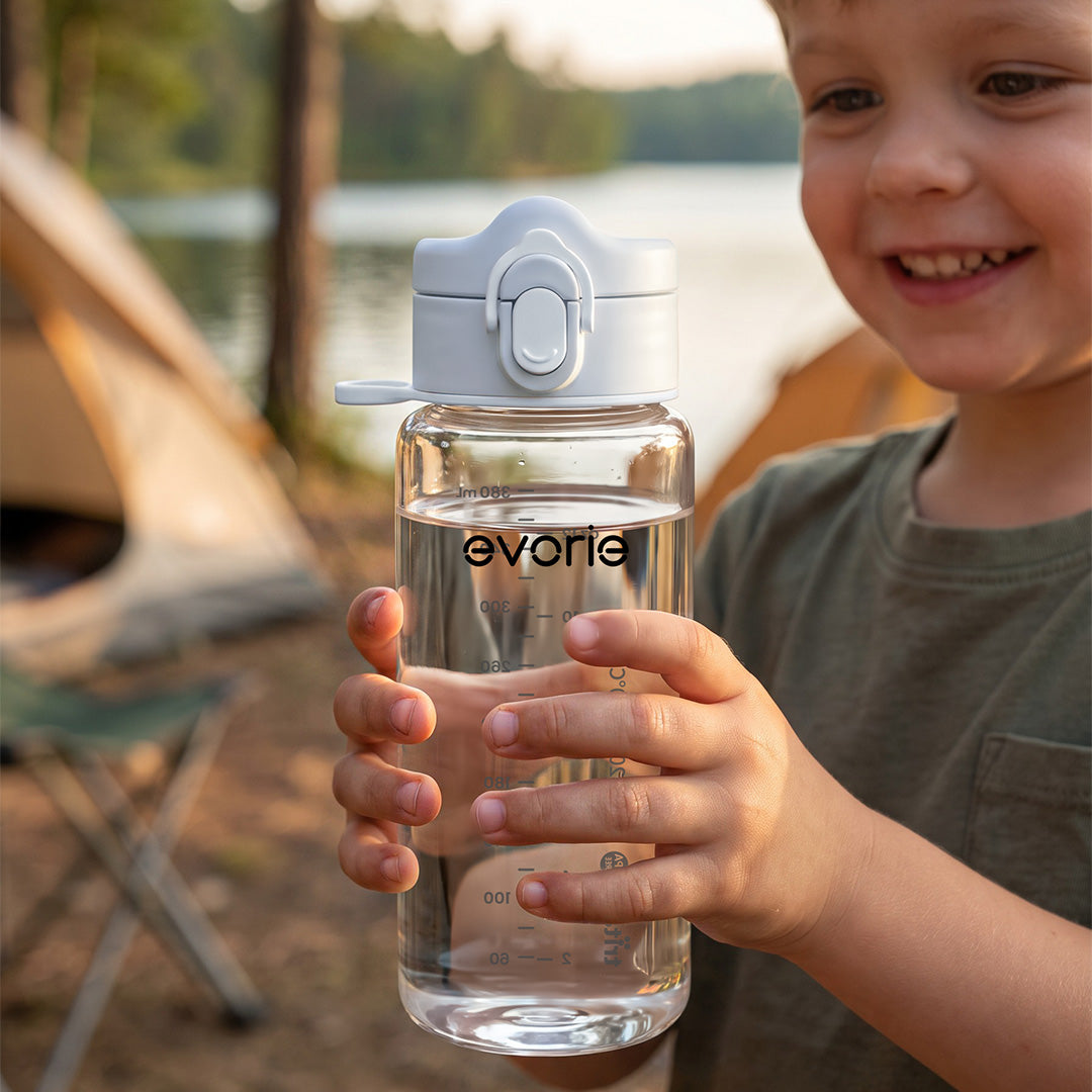 Evorie Tritan Kids Botol Minum Sedotan 380mL, Ice Blue
