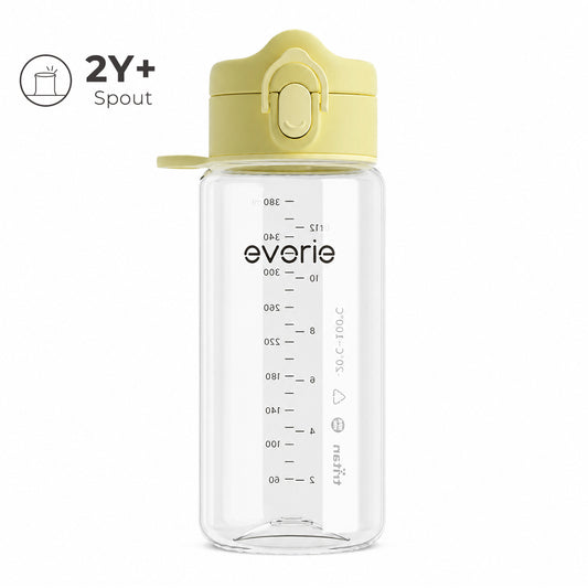 Botol Minum Anak Evorie Tritan dengan Corong 380mL, Kuning Lemon