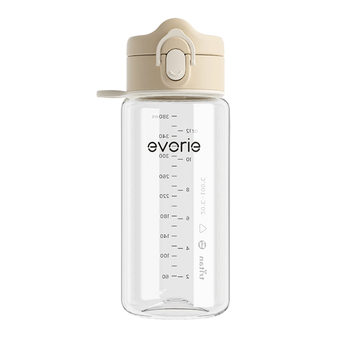 Botol Air Minum Anak Evorie Tritan dengan Corong 380mL, Beige Susu