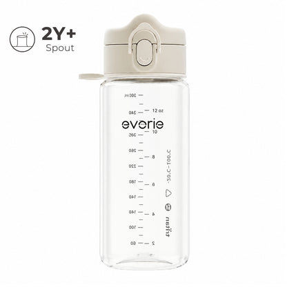Botol Minum Anak Evorie Tritan Berpancuran 380ml, Abu-abu Mist