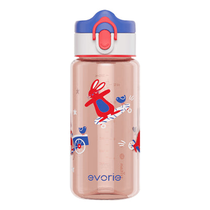 Evorie Tritan Kids Drinking Spout Water Bottle 380mL, Red Rabbit