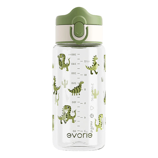 Evorie Tritan Kids Drinking Spout Water Bottle 380mL, Rex Dino