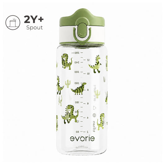 Botol Minum Anak Evorie Tritan Berdot 380mL, Rex Dino
