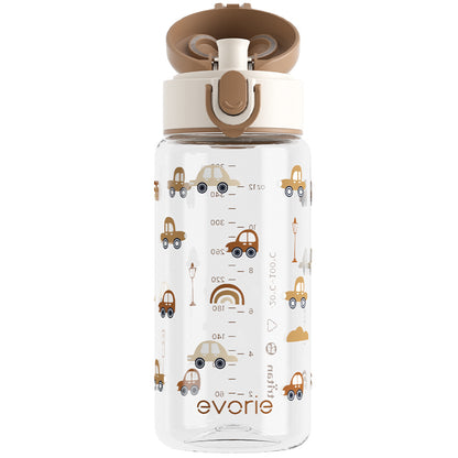 Evorie Tritan Kids Drinking Spout Water Bottle 380mL, Choco Car