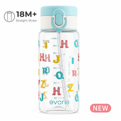 Botol Minum Anak Sedotan Evorie Tritan 380ml, Dinosaurus Hijau