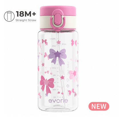 Evorie Tritan Kids Straw Water Bottle 380mL, Sweet Bow