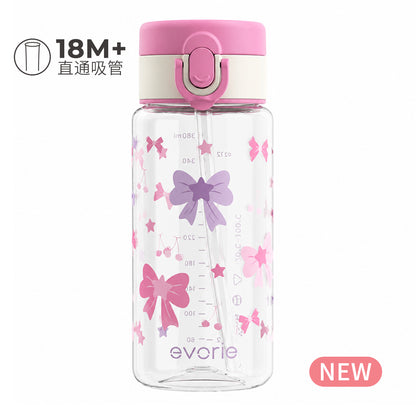 Botol Minum Anak Sedotan Evorie Tritan 380ml, Dinosaurus Hijau