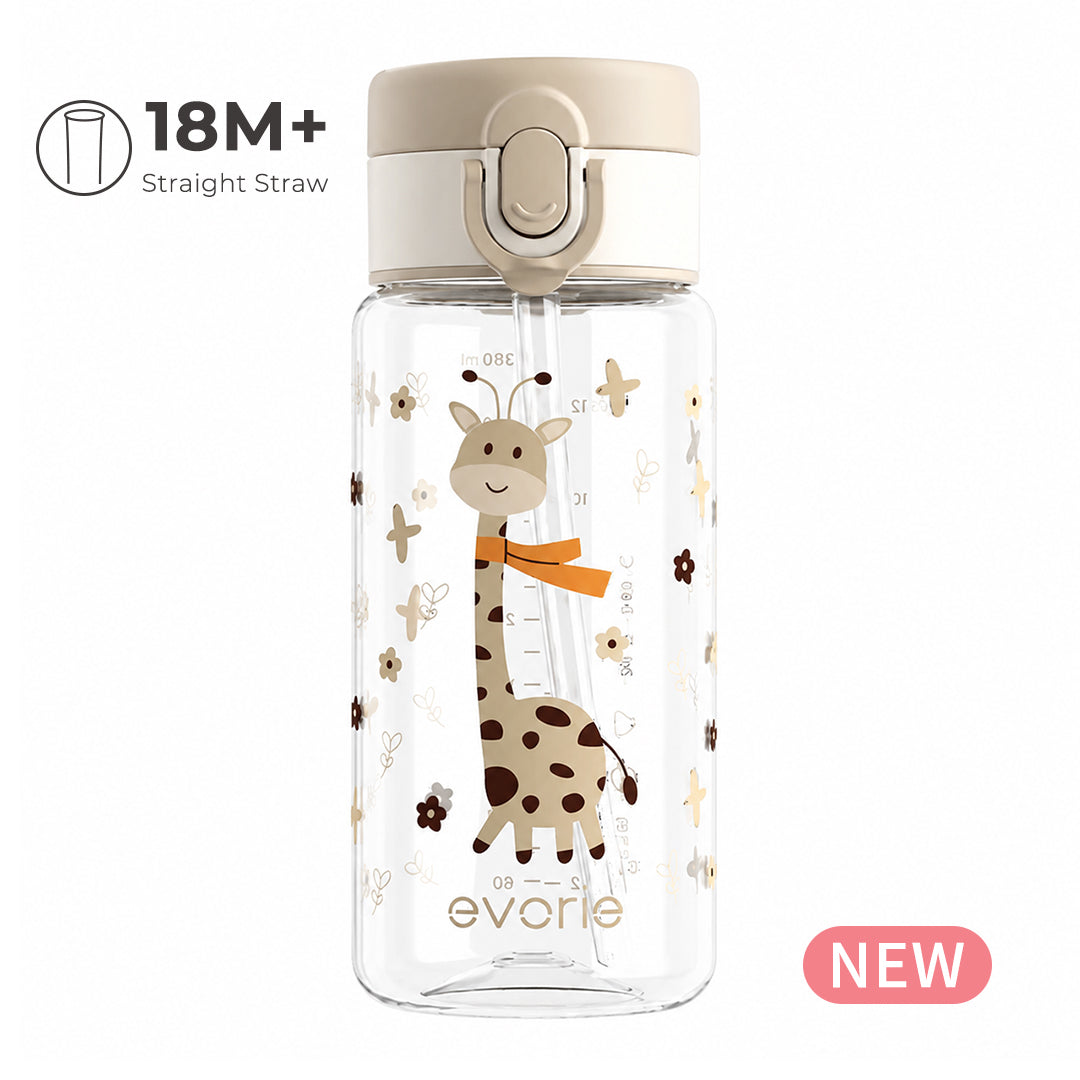 Evorie Tritan Kids Straw Water Bottle 380mL, Woodland Deer