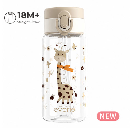 Botol Minum Anak Sedotan Evorie Tritan 380ml, Dinosaurus Hijau