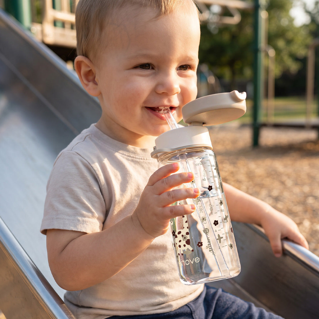 Evorie Tritan Kids Straw Water Bottle 380mL, Woodland Deer