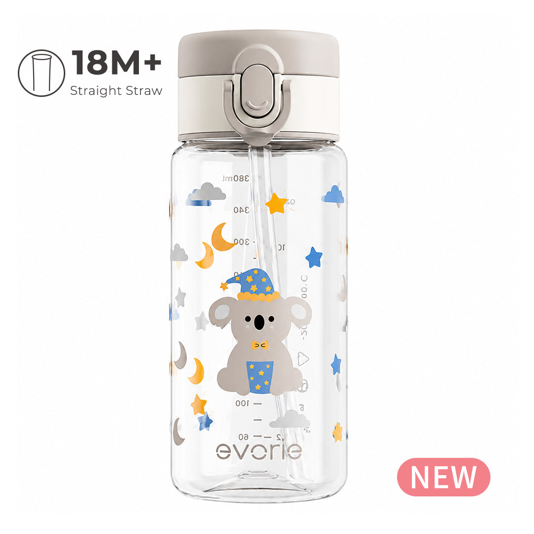 Botol Minum Anak Sedotan Evorie Tritan 380ml, Dinosaurus Hijau