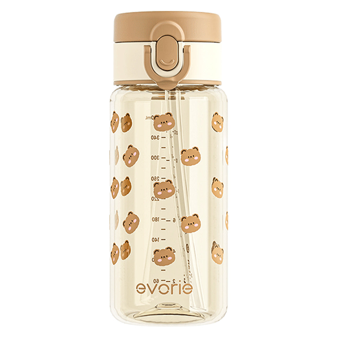 Evorie Tritan Kids Straw Water Bottle 380mL, Honey Bear