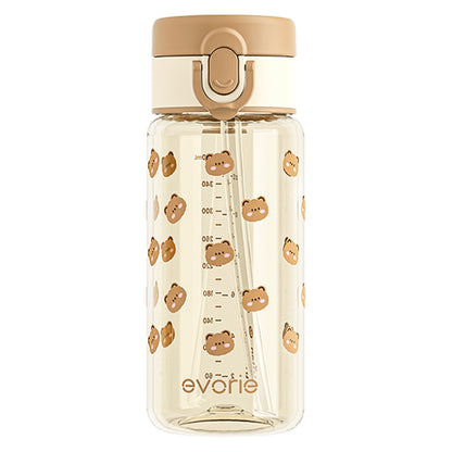 Evorie Tritan Kids Straw Water Bottle 380mL, Honey Bear