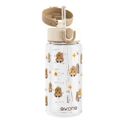 Evorie Tritan Kids Straw Water Bottle 380mL, Capybara