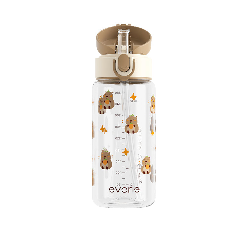 Evorie Tritan Kids Straw Water Bottle 380mL, Capybara