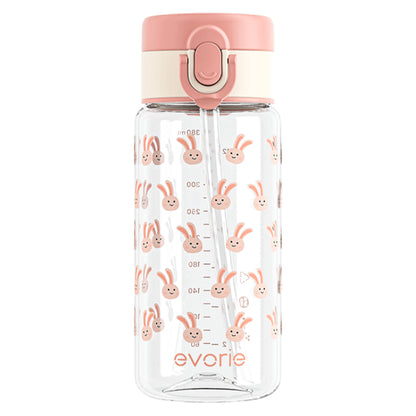 Evorie Tritan Kids Straw Water Bottle 380mL, Sweet Pink