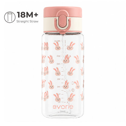 Evorie Botol Air Sedotan Anak Tritan 380mL, Merah Muda Manis