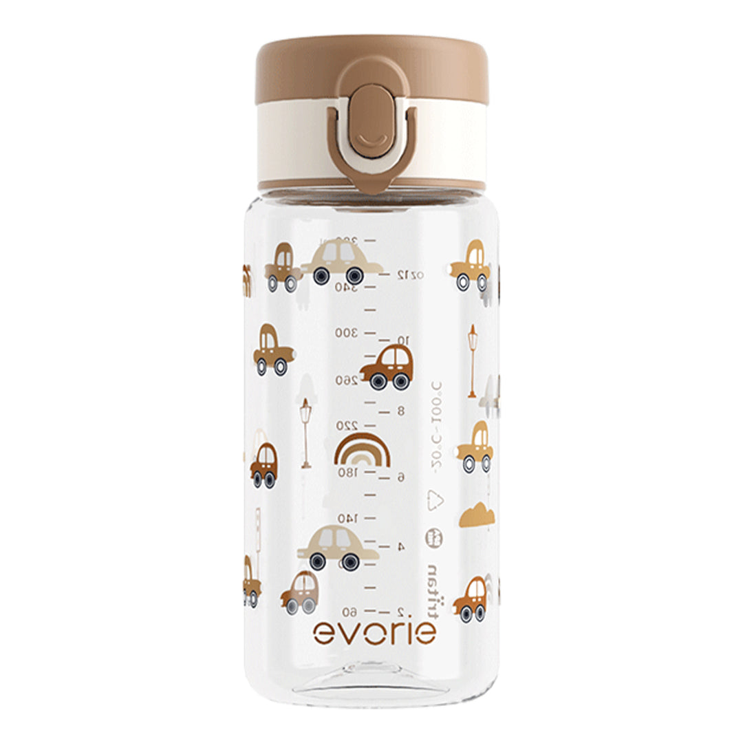 Evorie Tritan Kids Straw Water Bottle 380mL, Choco Car