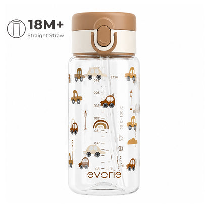Botol Minum Sedotan Anak Evorie Tritan 380mL, Choco Car