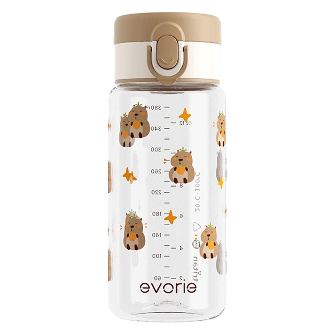 Evorie Tritan Kids Straw Water Bottle 380mL, Capybara