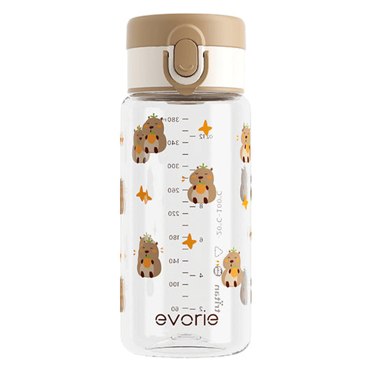 Evorie Tritan Kids Straw Water Bottle 380mL, Capybara
