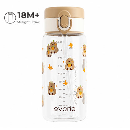 Evorie Tritan Kids Straw Water Bottle 380mL, Capybara