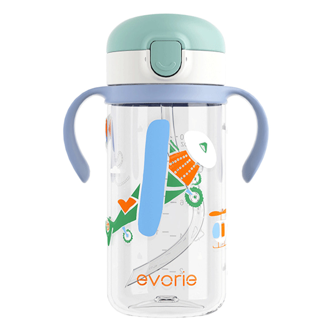 Evorie Tritan Kids Straw Water Bottle Mug 300mL, Airplane