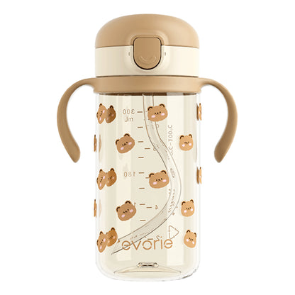Evorie Tritan Kids Straw Water Bottle Mug 300mL, Honey Bear