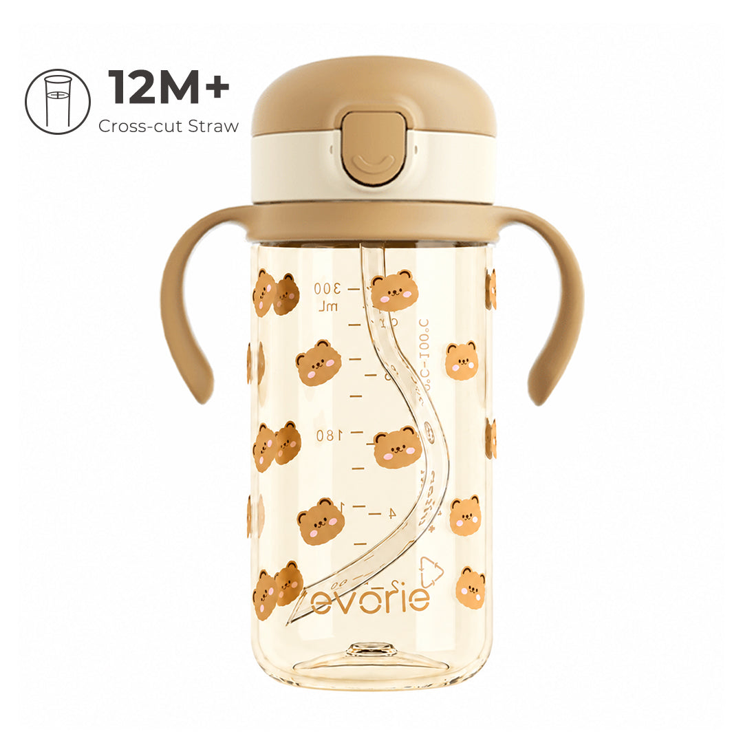 Evorie Tritan Kids Straw Water Bottle Mug 300mL, Honey Bear