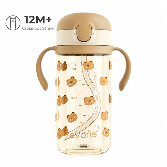 Evorie Tritan Kids Straw Water Bottle Mug 300mL, Honey Bear