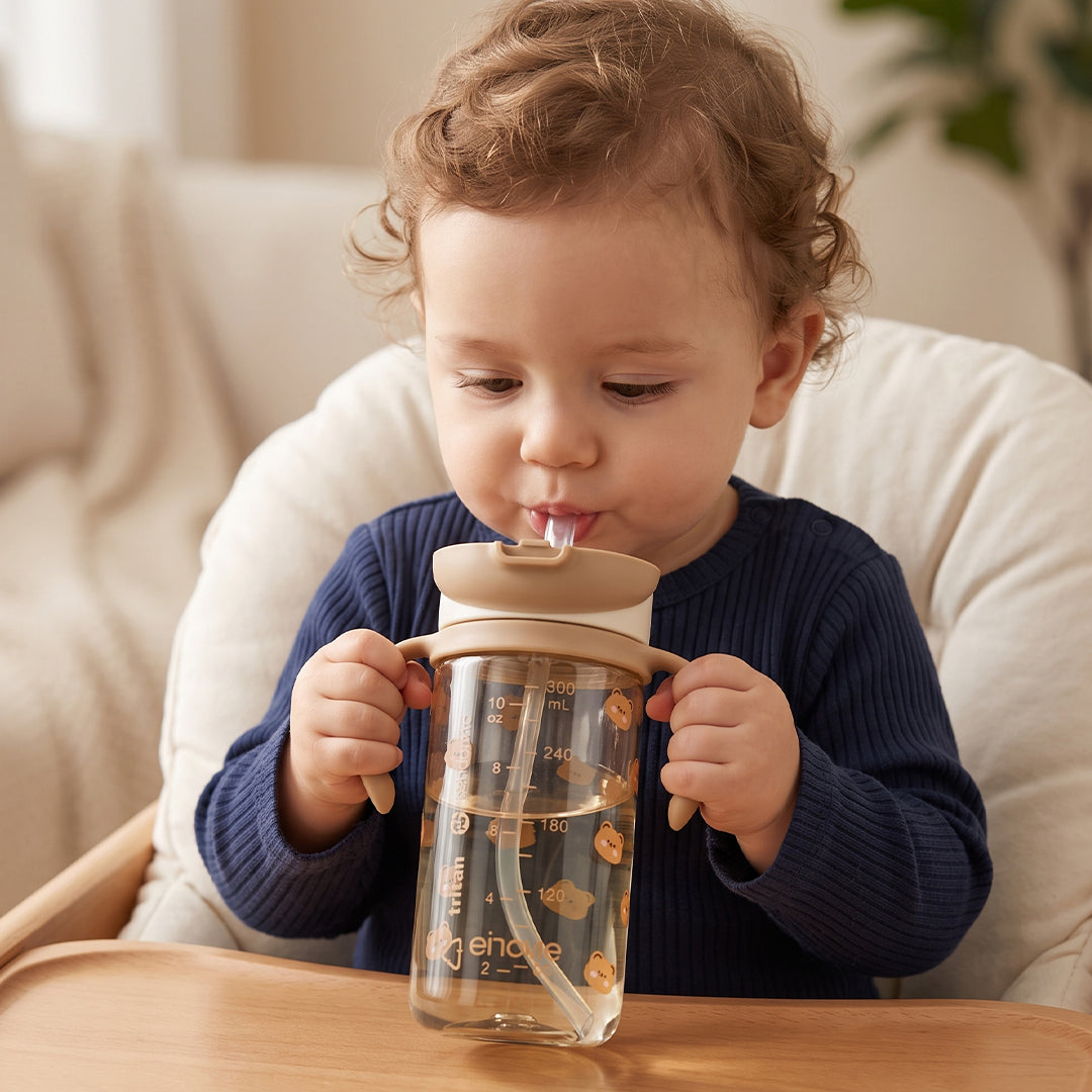 Evorie Tritan Kids Straw Water Bottle Mug 300mL, Honey Bear